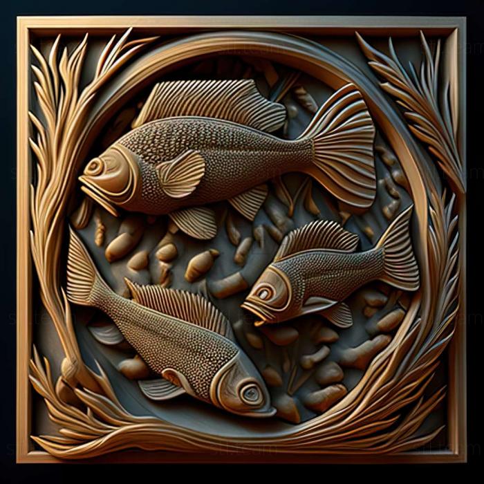 3D model Five  lane barbus fish (STL)